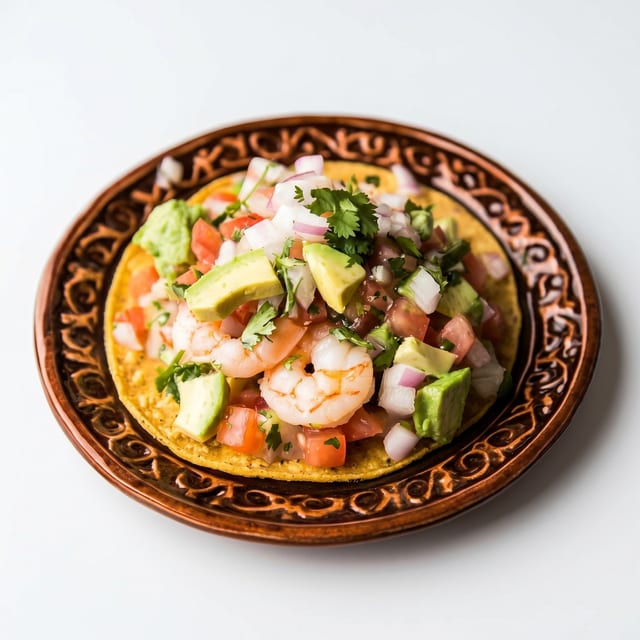 Shrimp Ceviche Tostada.